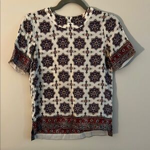Madewell Floral Pattern Blouse in Navy and Burgundy